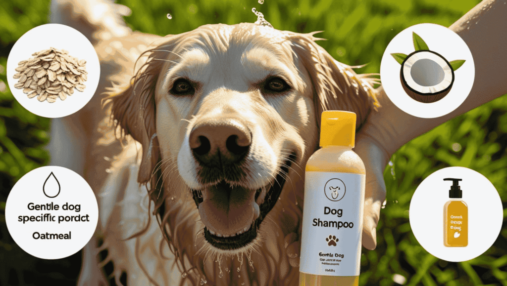 dog with safe pet shampoos